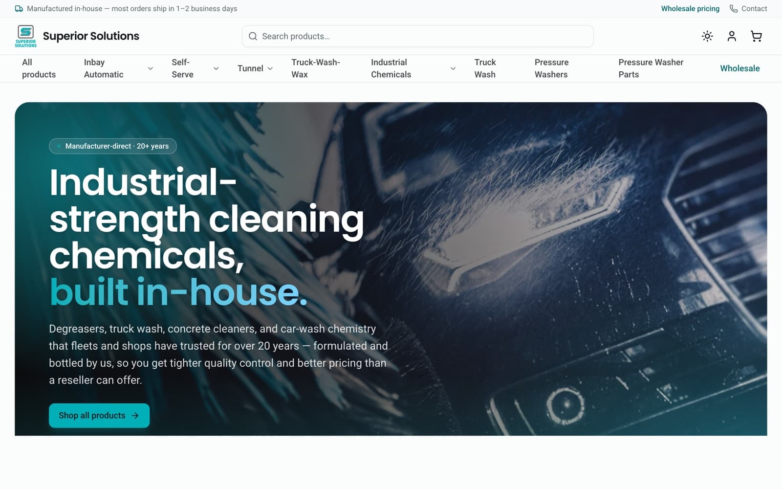 Screenshot of the Superior Solutions website